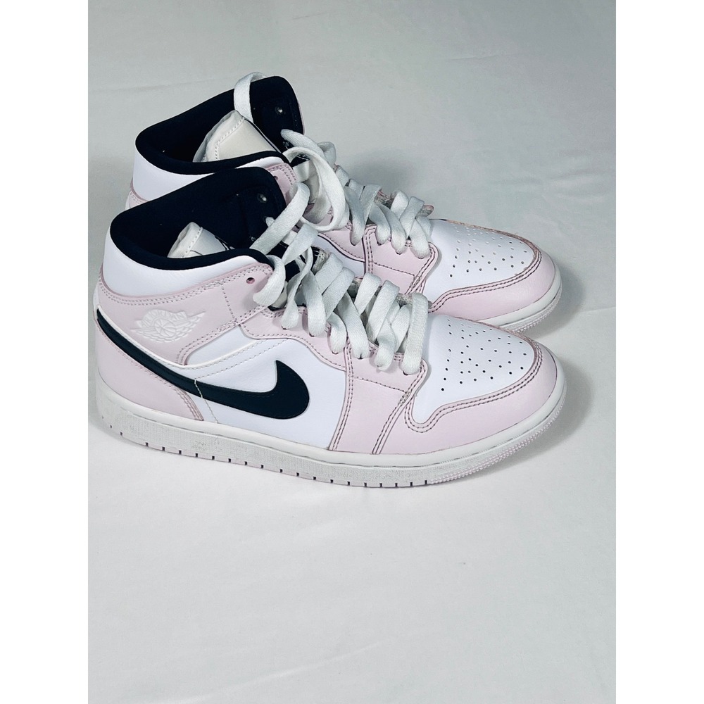Nike Air Jordan 1 Mid Barely Rose Black White BQ6472-500 Womens 6.5 Shoes
